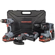 Profipower ProfiSet-3E18 E0247 (шуруповерт, перфоратор, болгарка, 2 АКБ, кейс)